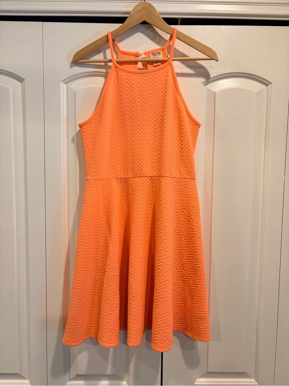 Women’s Neon Orange Halter Fit & Flare Dress